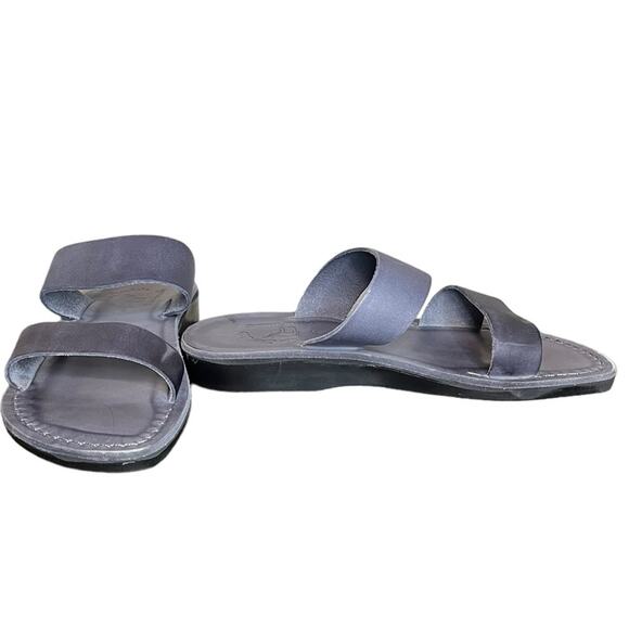 JERUSALEM SANDALS Aviv Gray Leather Wide‎ Strap Sandals Women's Size 9 (40) - Picture 2 of 8